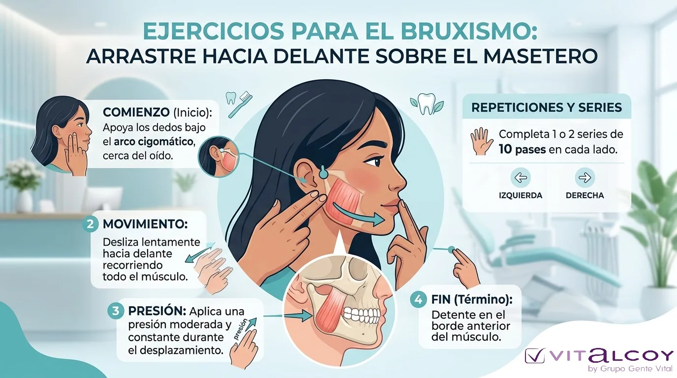 ejercicios bruxismo arrastre adelante masetero