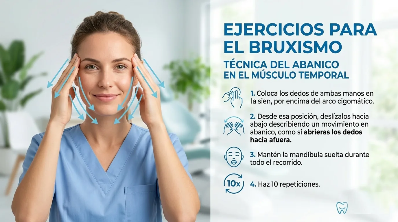 ejercicios bruxismo tecnica abanico musculo temporal